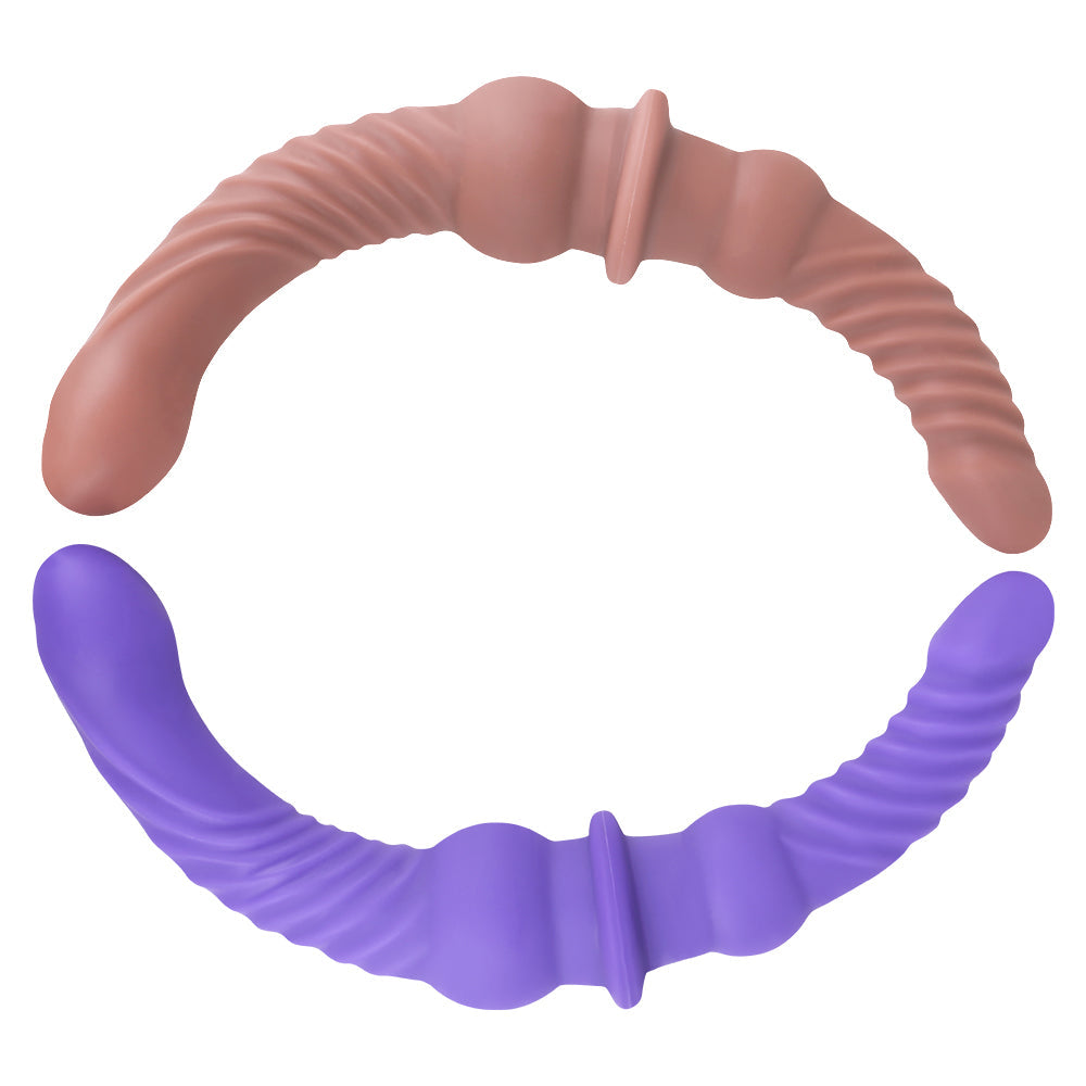 43 cm Paarse Geribbelde Doppeldildo XXL