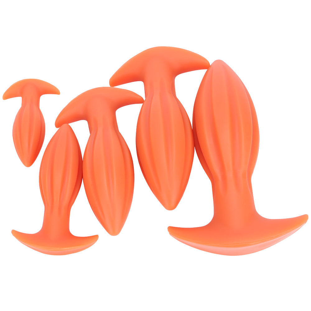 Grooved Silicone Giant Butt Plug Kit