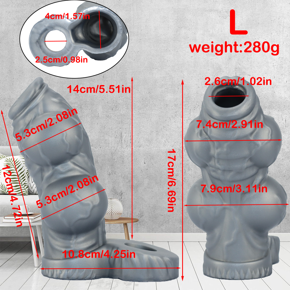 Gray Double Knot Dog Penis Sleeve