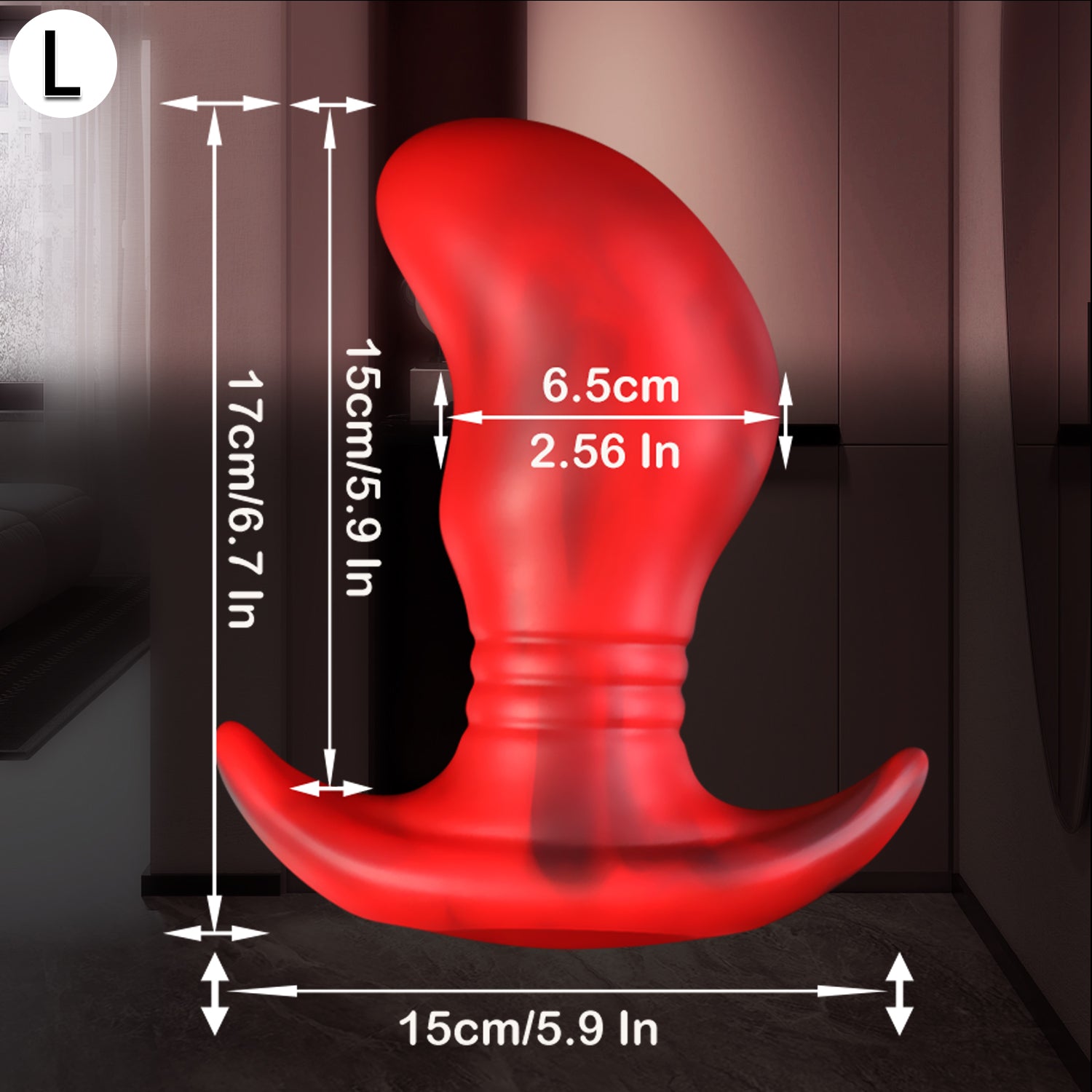 Rode Grote Siliconen Buttplug met Gebogen Vorm