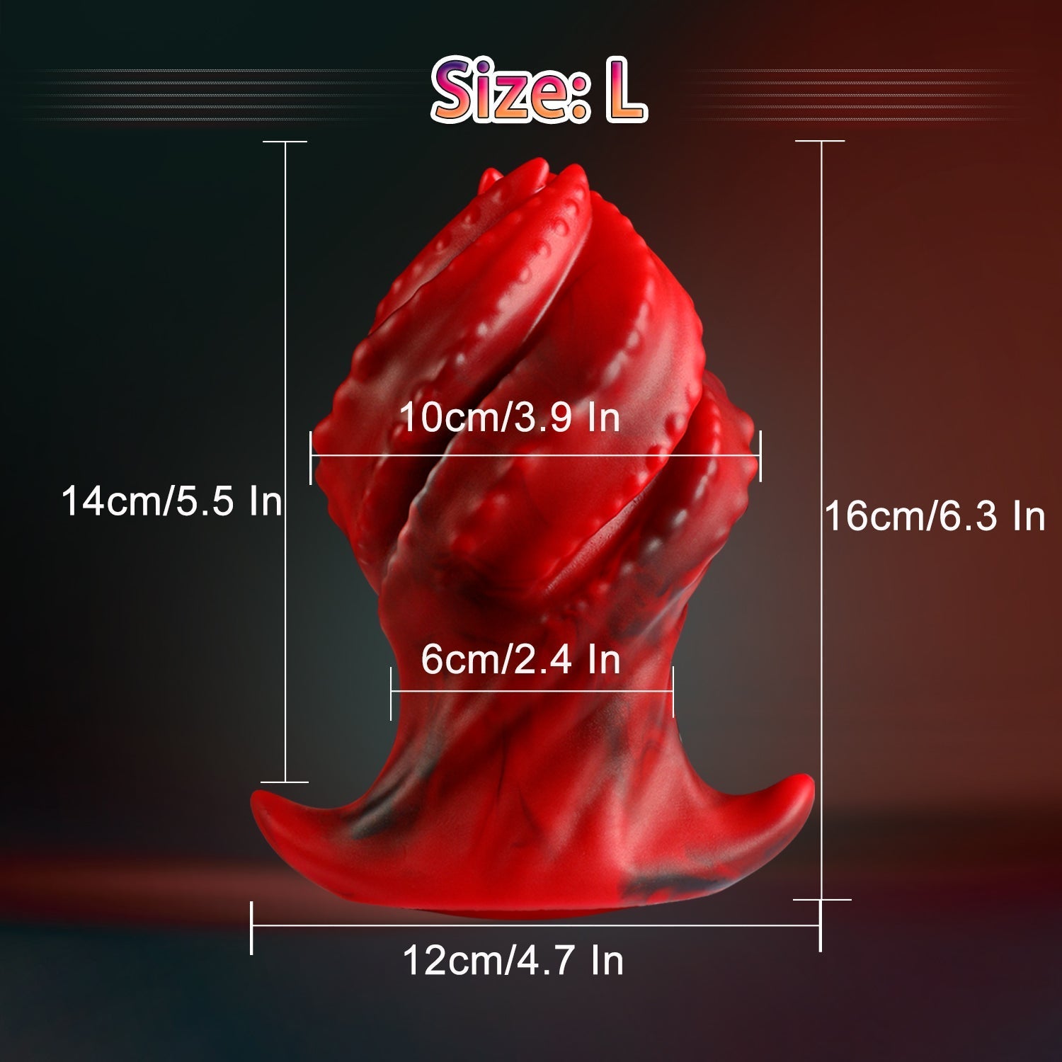 Rode Siliconen Grote Buttplug met Ribbels