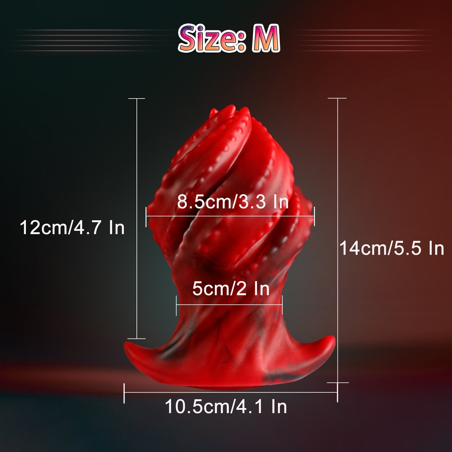 Rode Siliconen Grote Buttplug met Ribbels