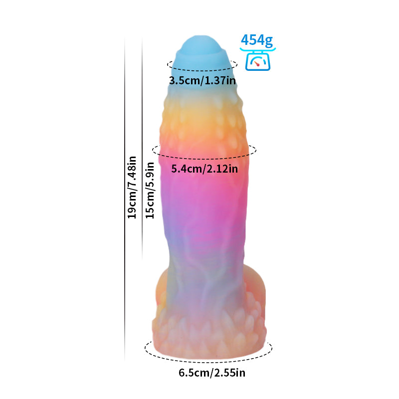 Regenboog Dildo Glow In The Dark Big Fantasy Cock