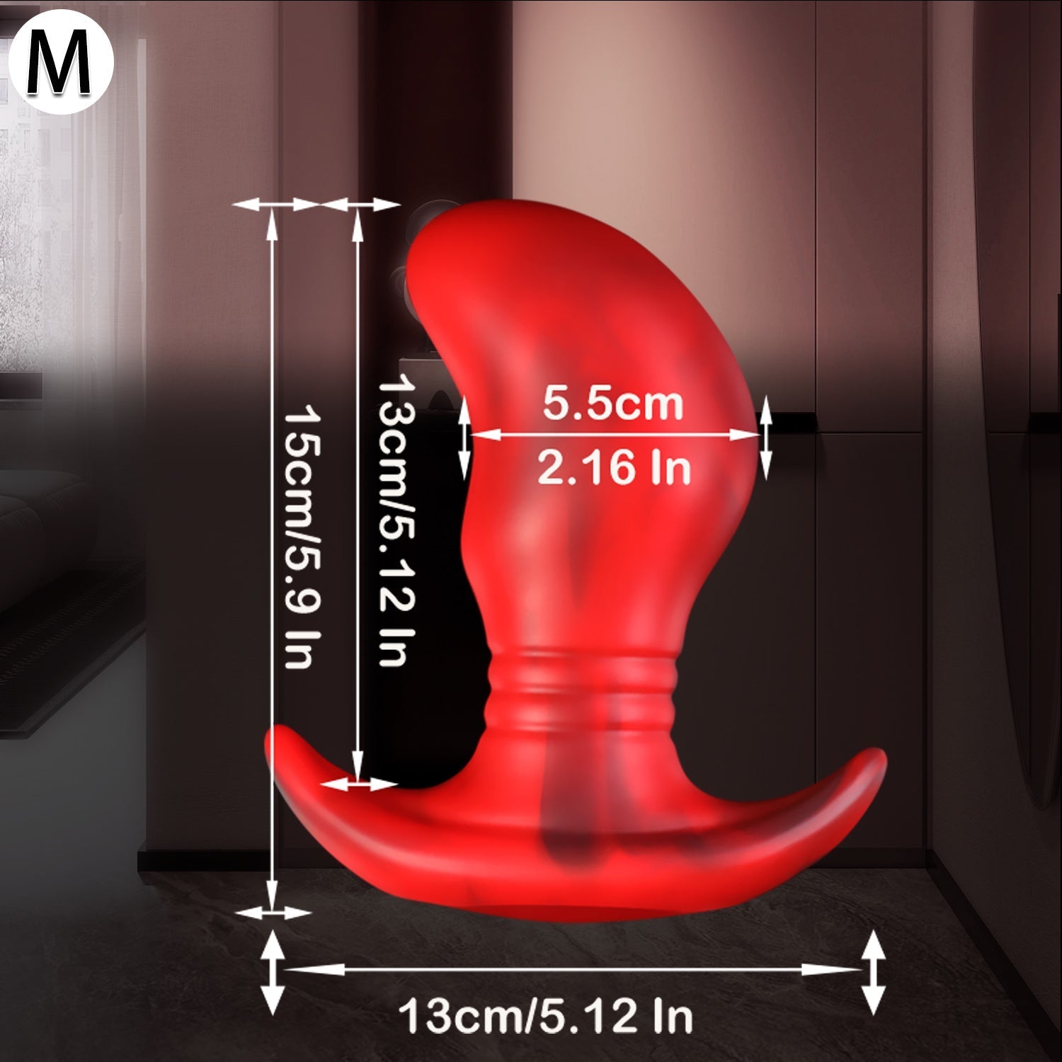 Rode Grote Siliconen Buttplug met Gebogen Vorm