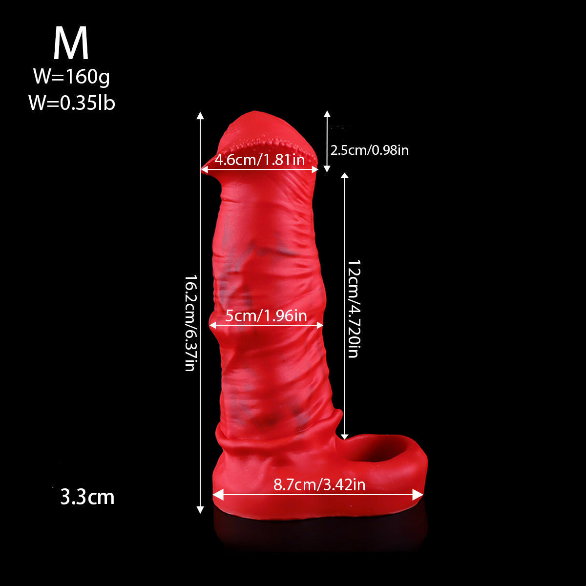 Rode Fantasy Horse Cock Sleeve 18cm Met Textuur