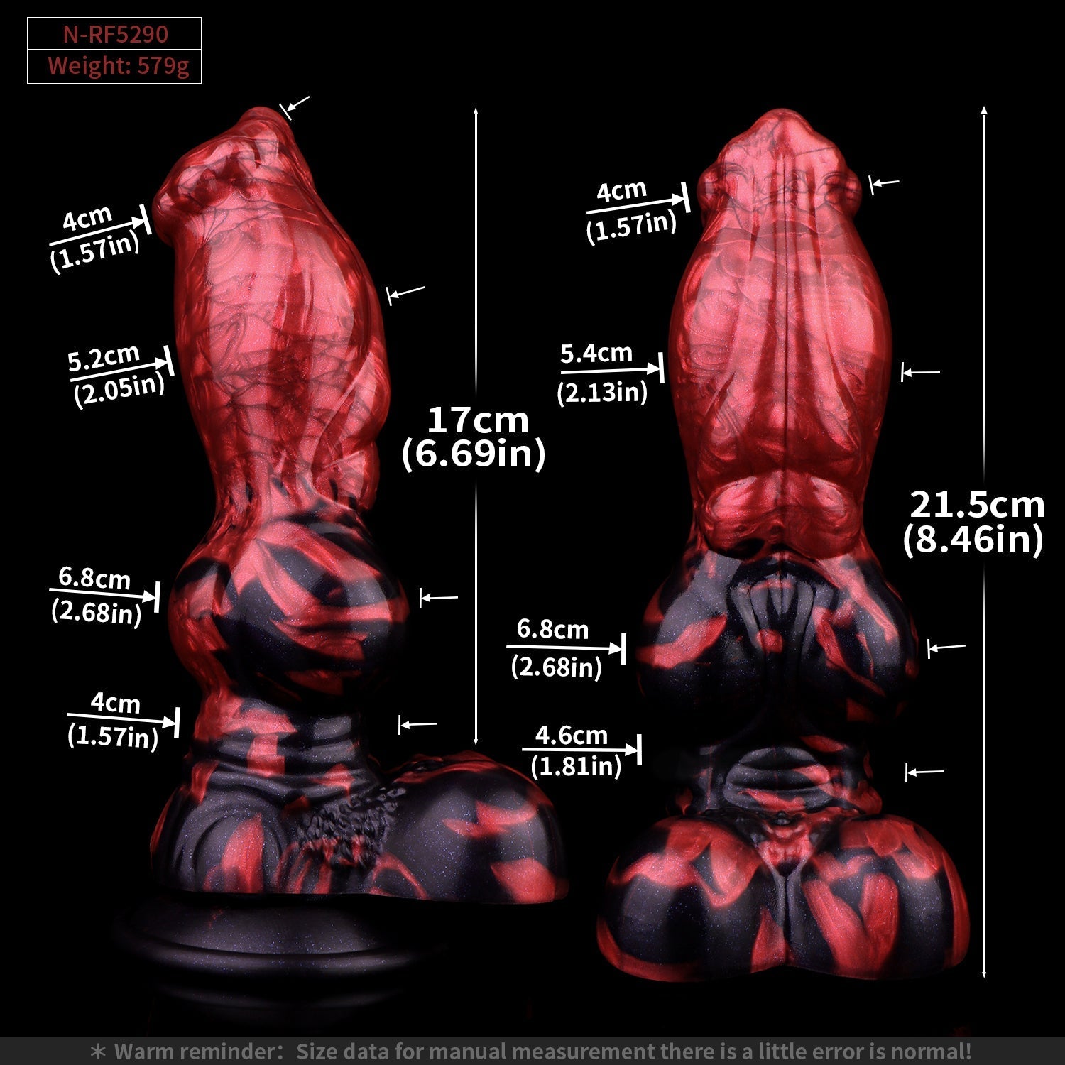 21 cm Rode Siliconen Knot Hond Dildo
