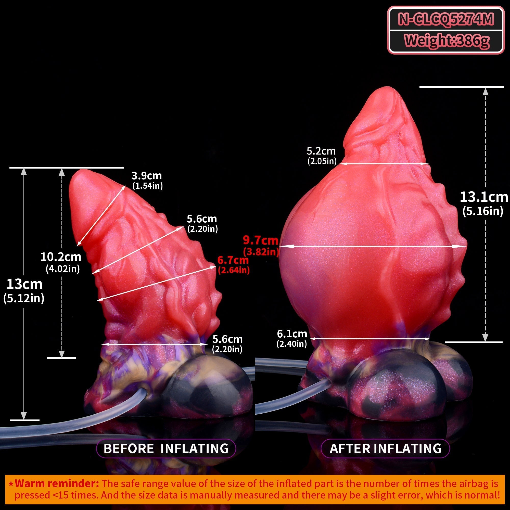 Korte Dikke Opblaasbare Fantasy Squirtingdildo met Monstertextuur