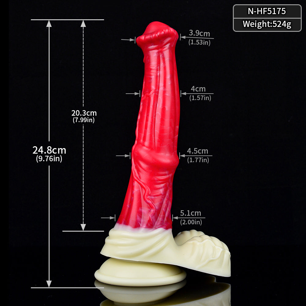 9 Inch Red Texture Fantasy Horse Dildo