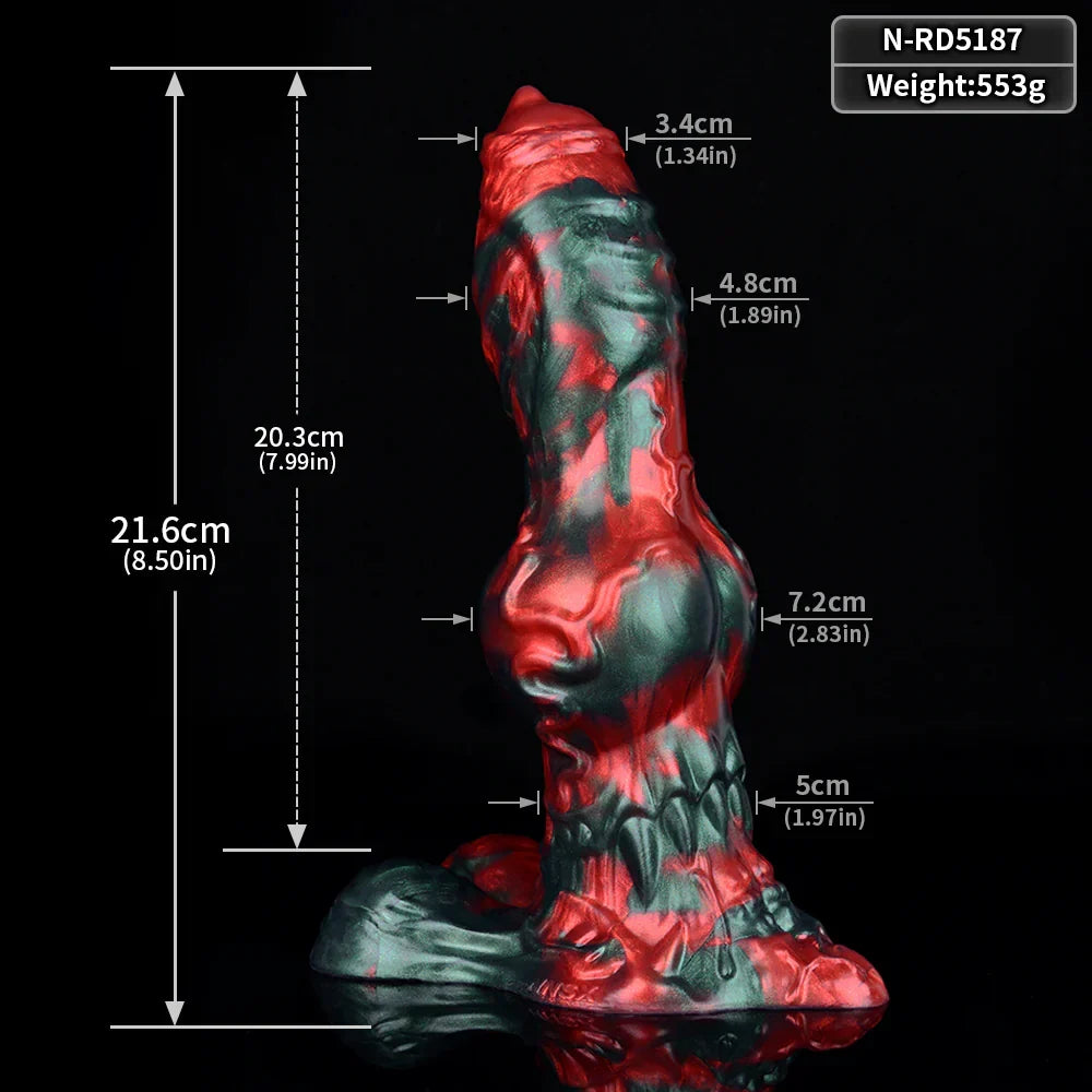 Rood Zwart Monster Knotdildo Alien Dildo