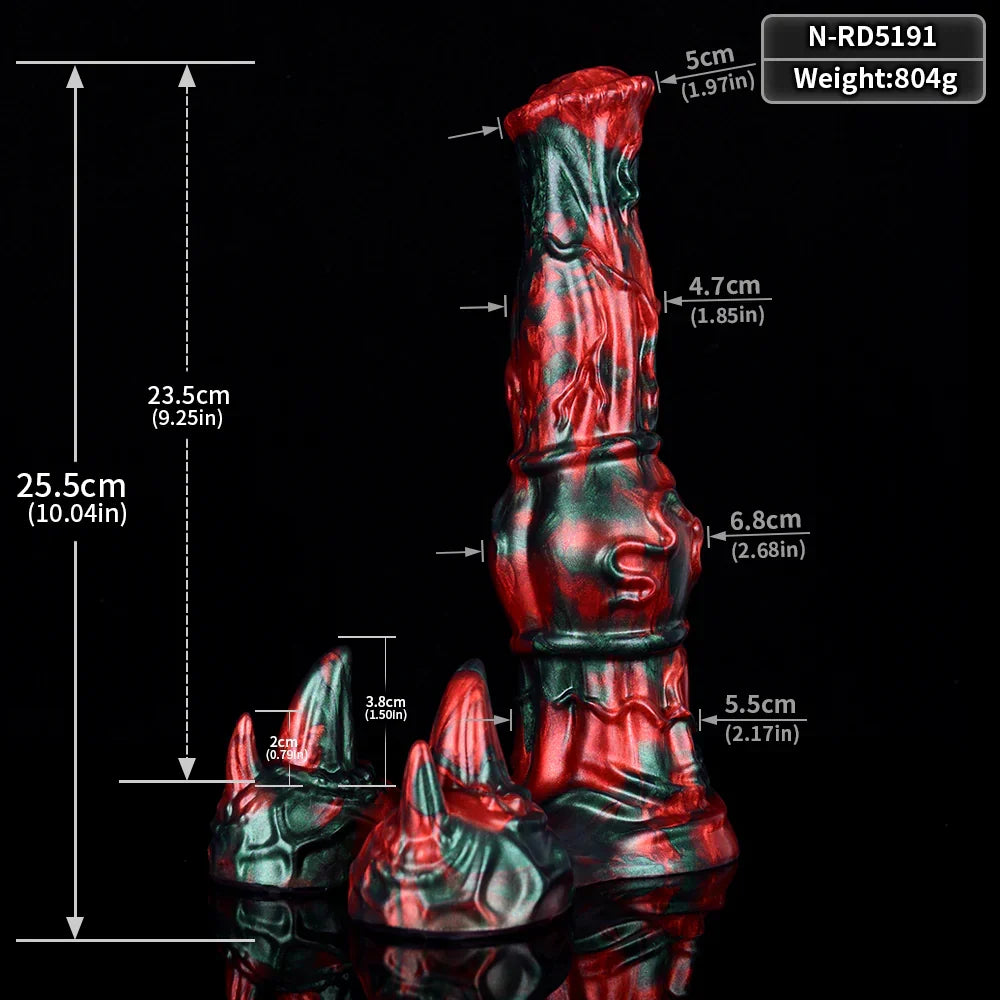 Rood Zwart Monster Knotdildo Alien Dildo