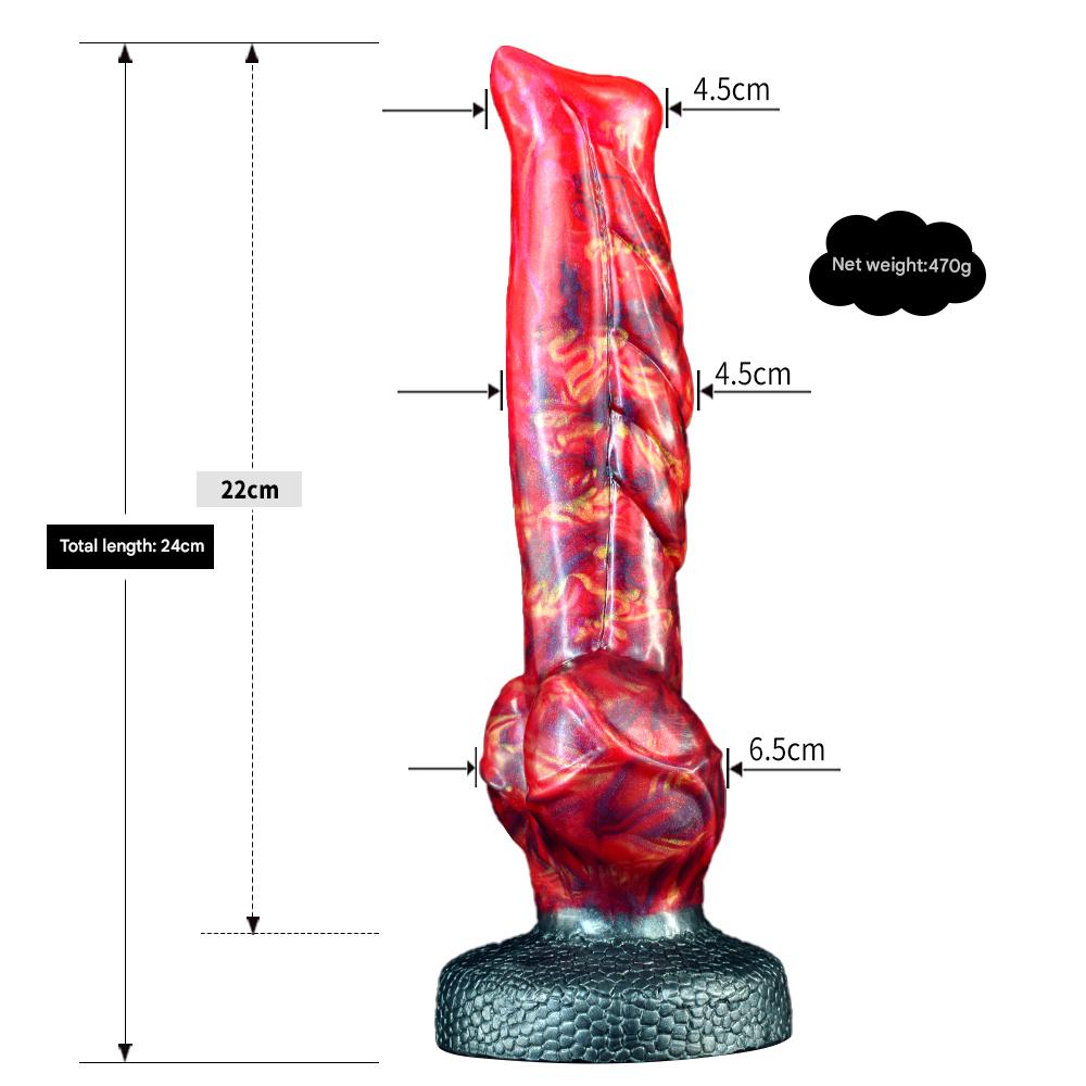 23cm Rode Wolf Knotdildo Met Textuur