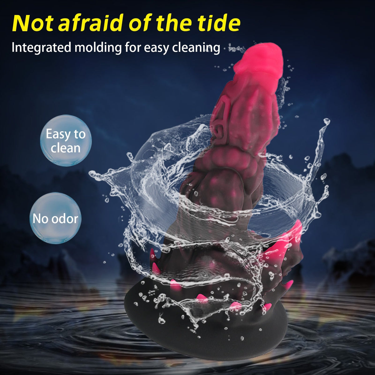 Zwart Roze Monsterdildo Met Noppen Zuignap