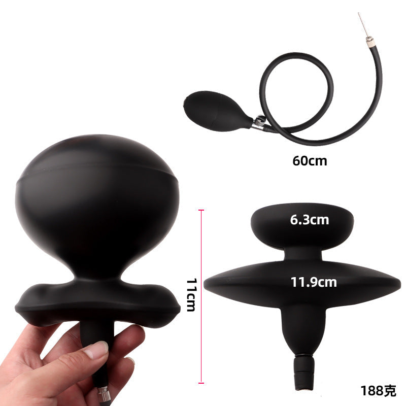 Zwarte Opblaasbare Butterfly Gag met Afneembare Pomp