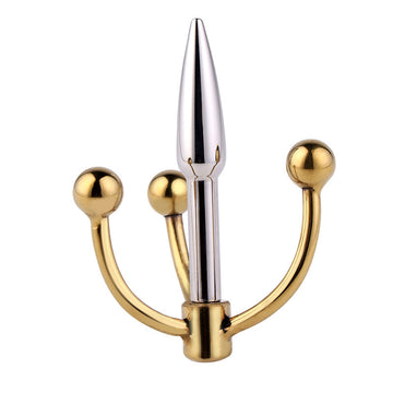 Driepuntige RVS BDSM Penis Plug Met Kogels