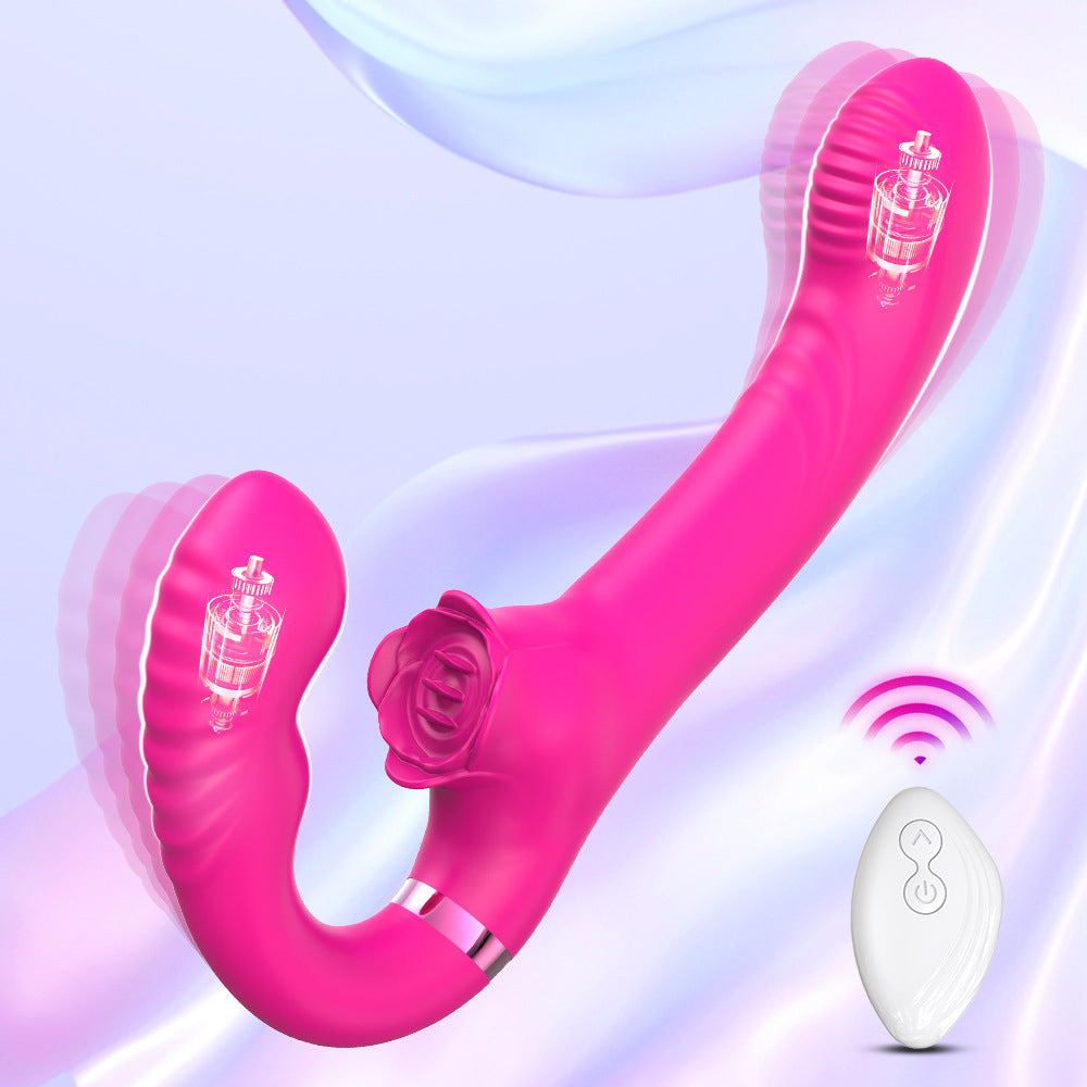Clitoris Stimulator Met Dubbelzijdige Strapless Dildo