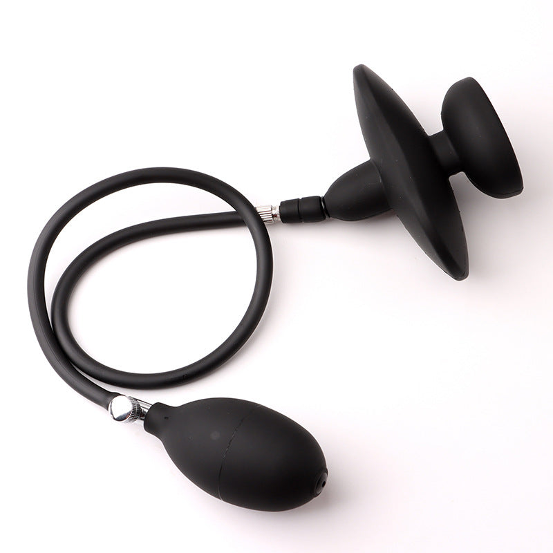 Zwarte Opblaasbare Butterfly Gag met Afneembare Pomp