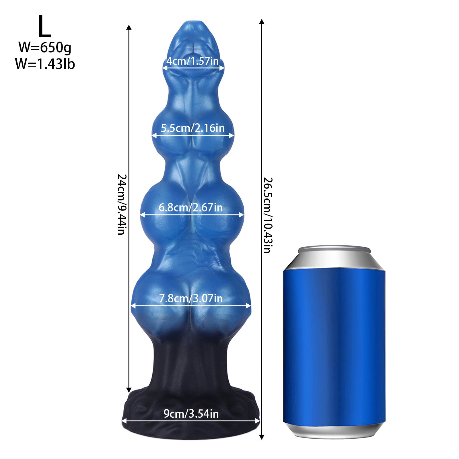 Blauwe Siliconen Fantasy Dog Dildo met Drie Knopen