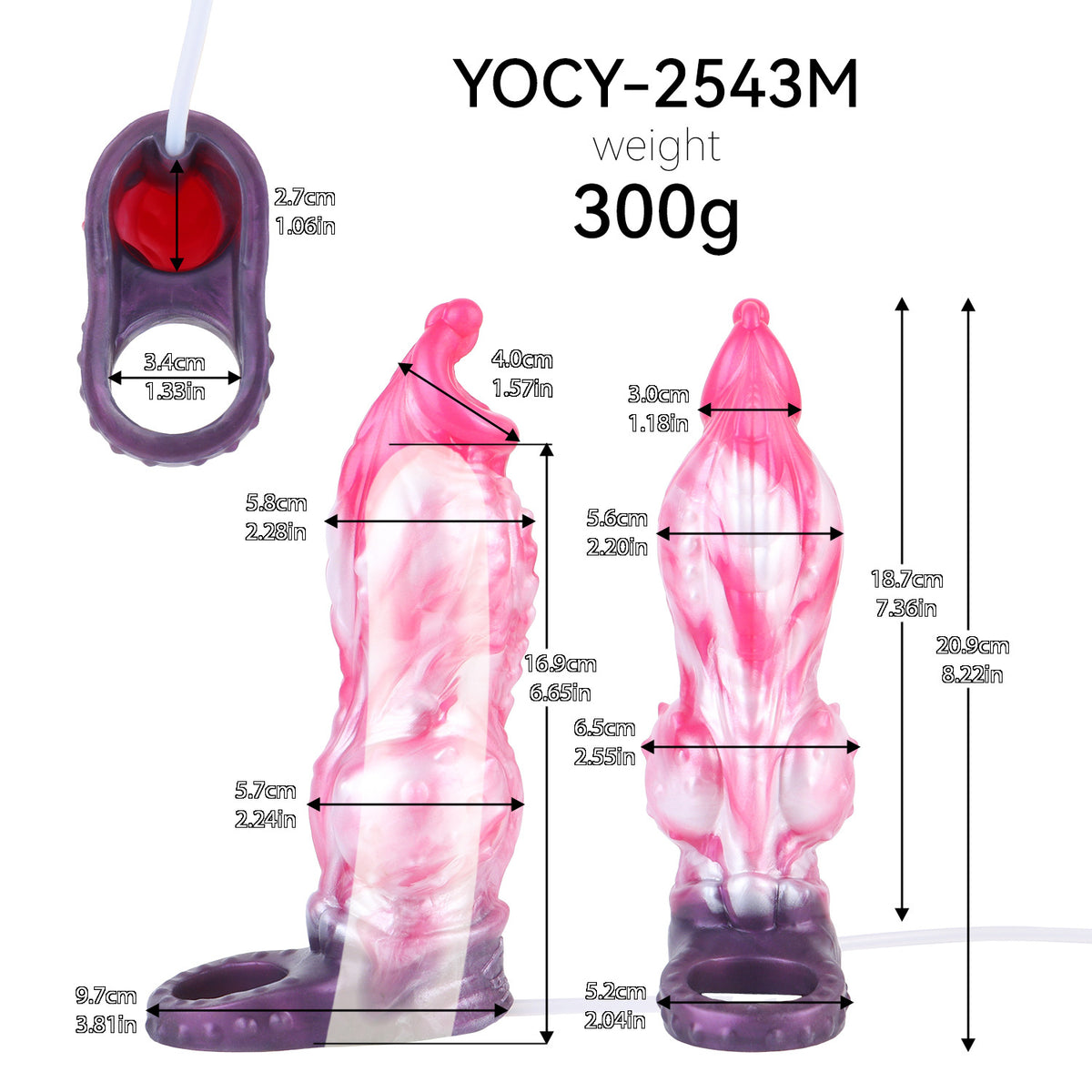 20cm Fantasy Horse Cock Sleeve Met Squirting