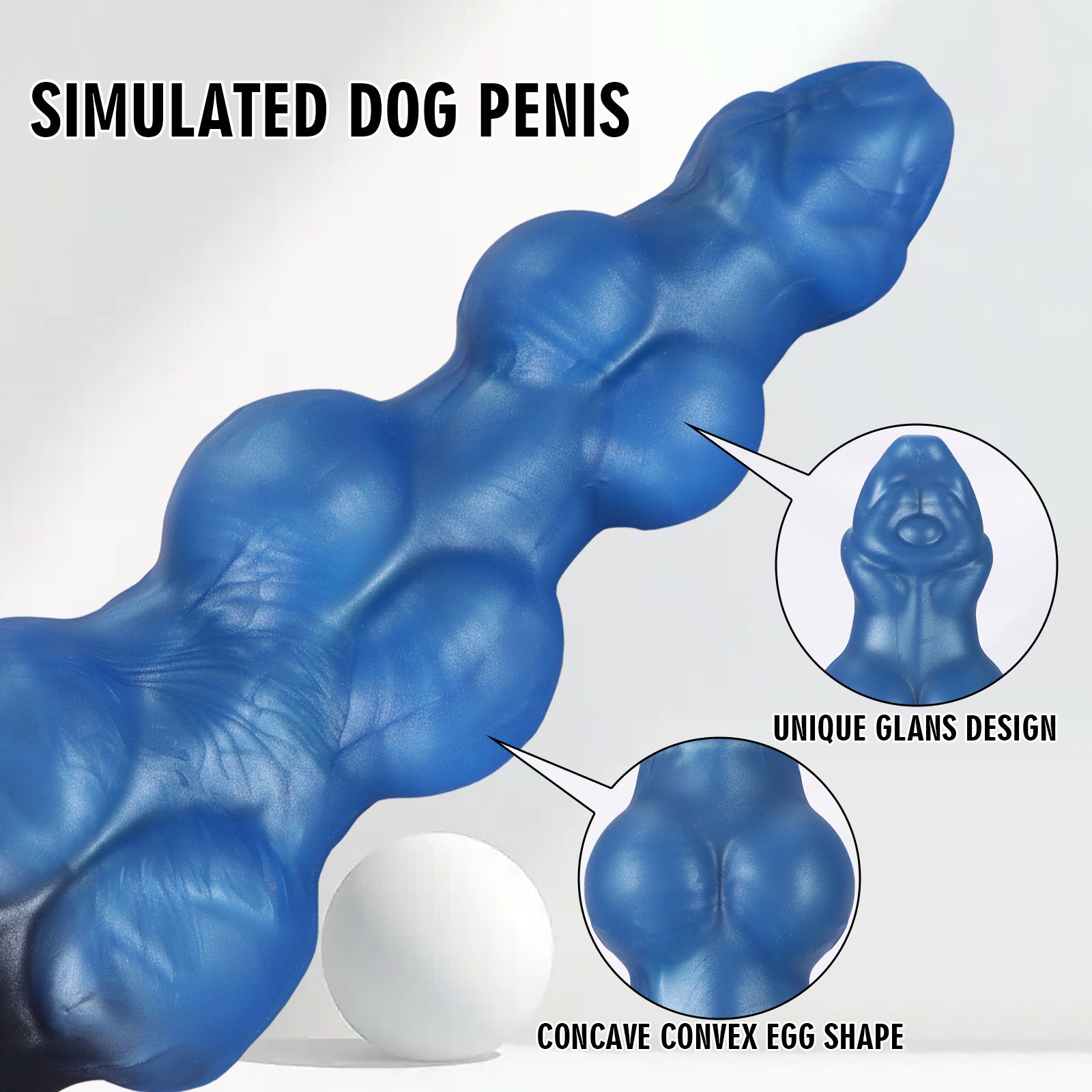Blauwe Siliconen Fantasy Dog Dildo met Drie Knopen