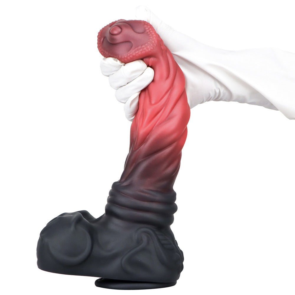 Rode Getextureerde Fantasy Anaal Horse Dildo