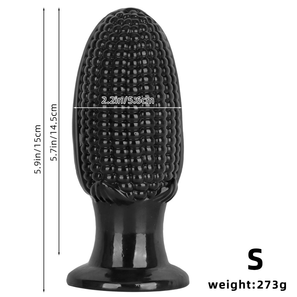 Zwarte PVC Maïskolf Buttplug In Drie Maten