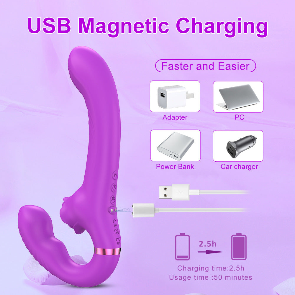 Clitoris Stimulator Met Dubbelzijdige Strapless Dildo