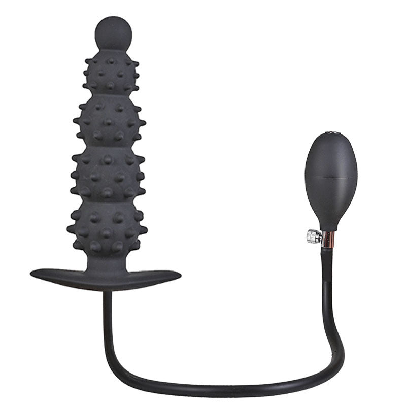 Zwarte Opblaasbare Kralen Buttplug 12 cm Diameter