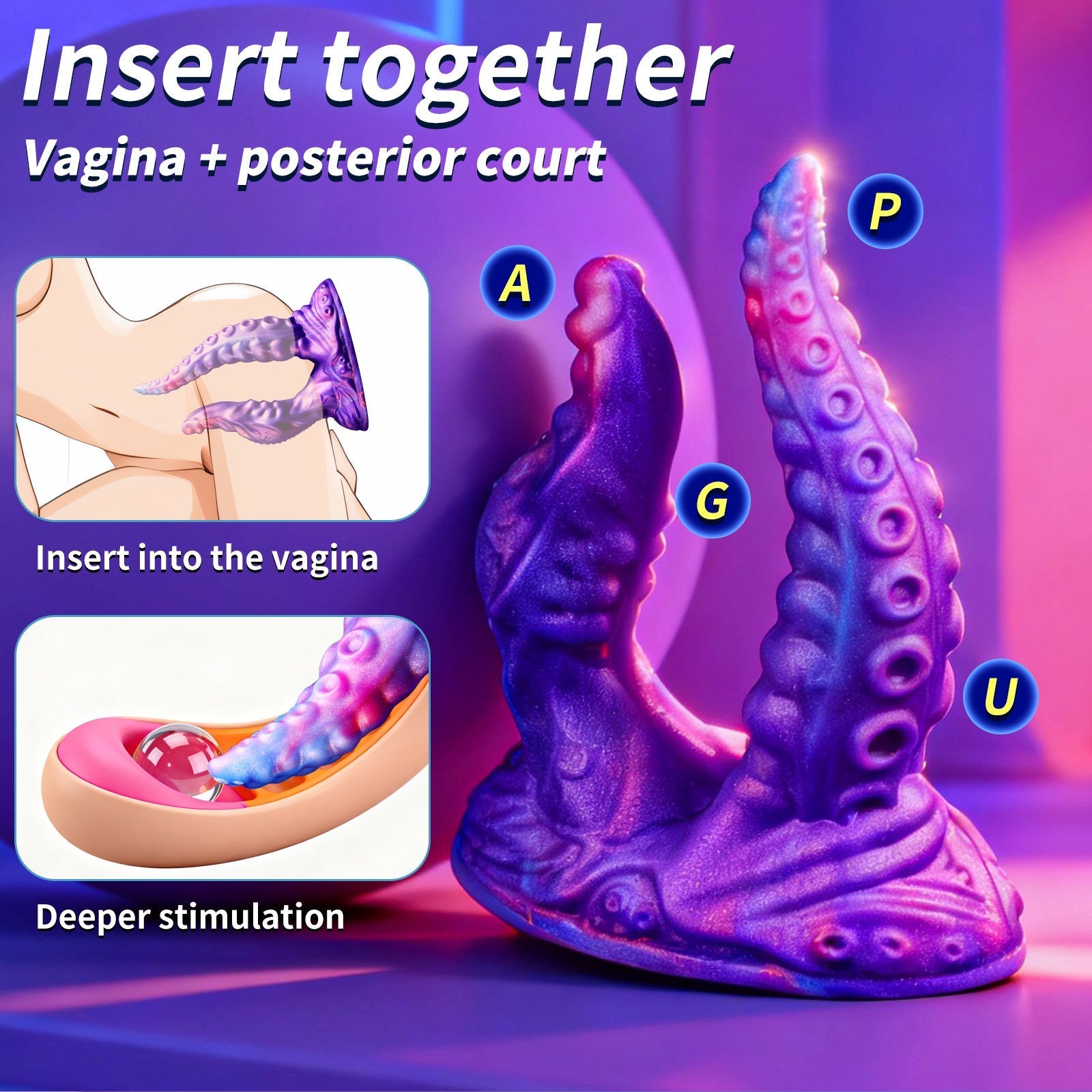 20cm Blauwe Monster Tentakel Dubbele Penetratie Dildo