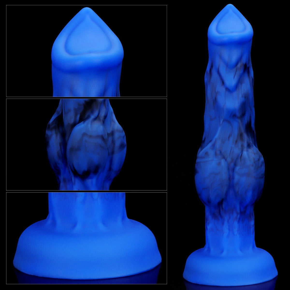 Blauwe Siliconen Wolf Knot Dildo Met Textuur