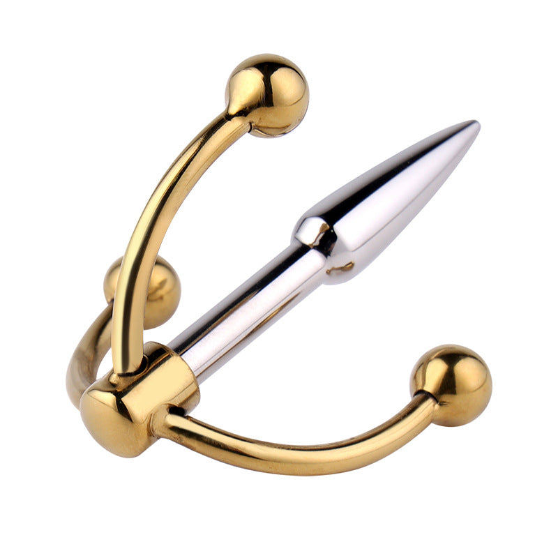 Driepuntige RVS BDSM Penis Plug Met Kogels