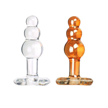 10.5cm Glazen Buttplug Met Drie Kralen