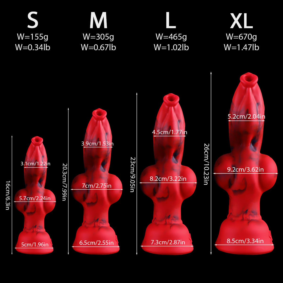 Rode Fantasy Knotdildo Zuignap
