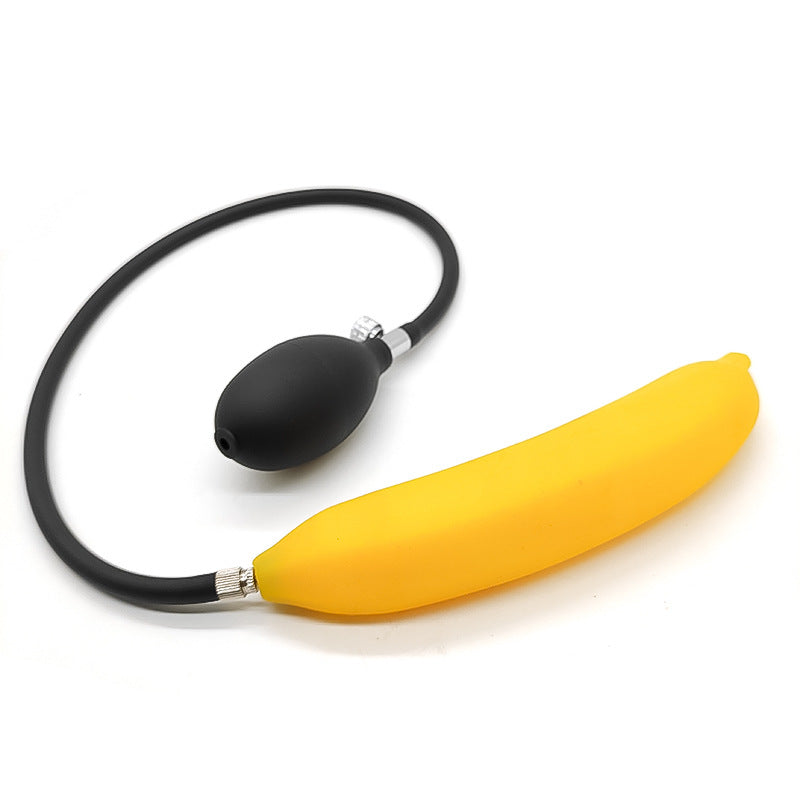 Gele Banaan Inflatable Dildo Met Handpomp
