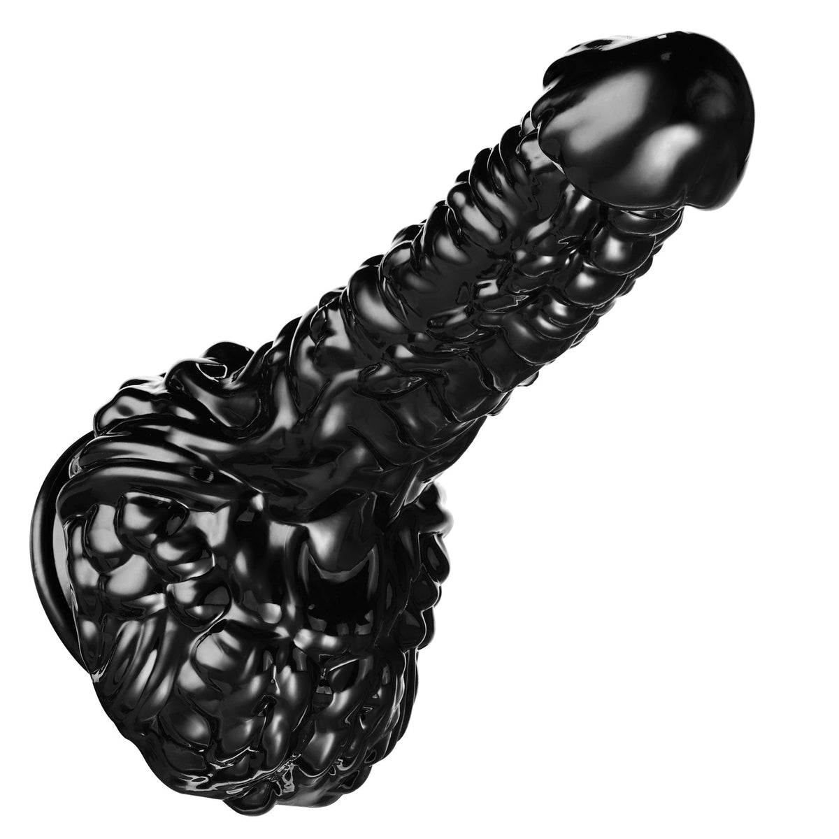 23 cm Getextureerde Fantasy Big Black Dildo Zuignapbasis