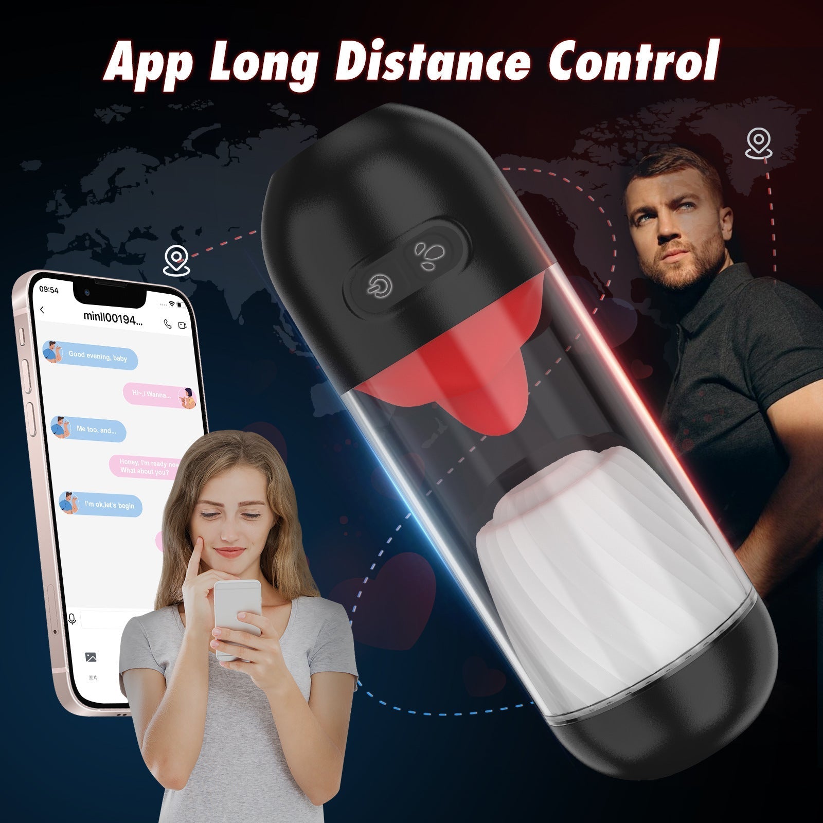 Transparante Male Vibrator Met App En Tongstimulatie
