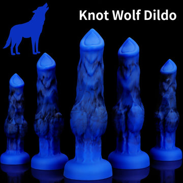 Blauwe Siliconen Wolf Knot Dildo Met Textuur