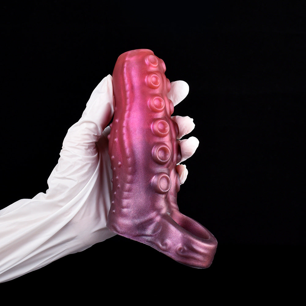 Rode Octopus Peni Sleeve Met Tentakeltextuur