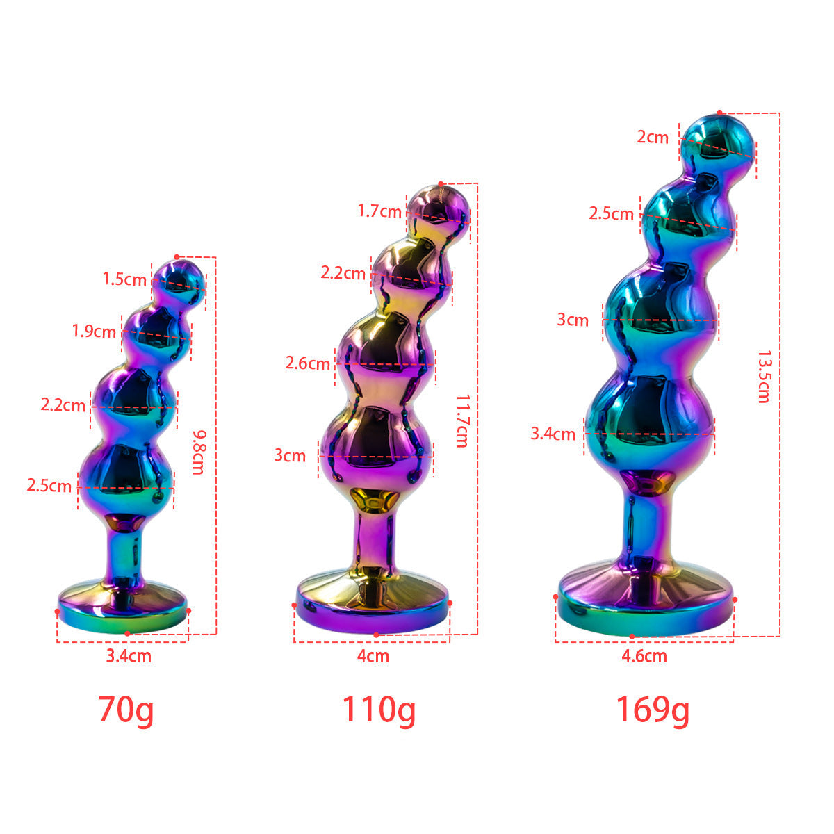 Kleurrijke Metalen Buttplug met Diamantlook voor Anale Training
