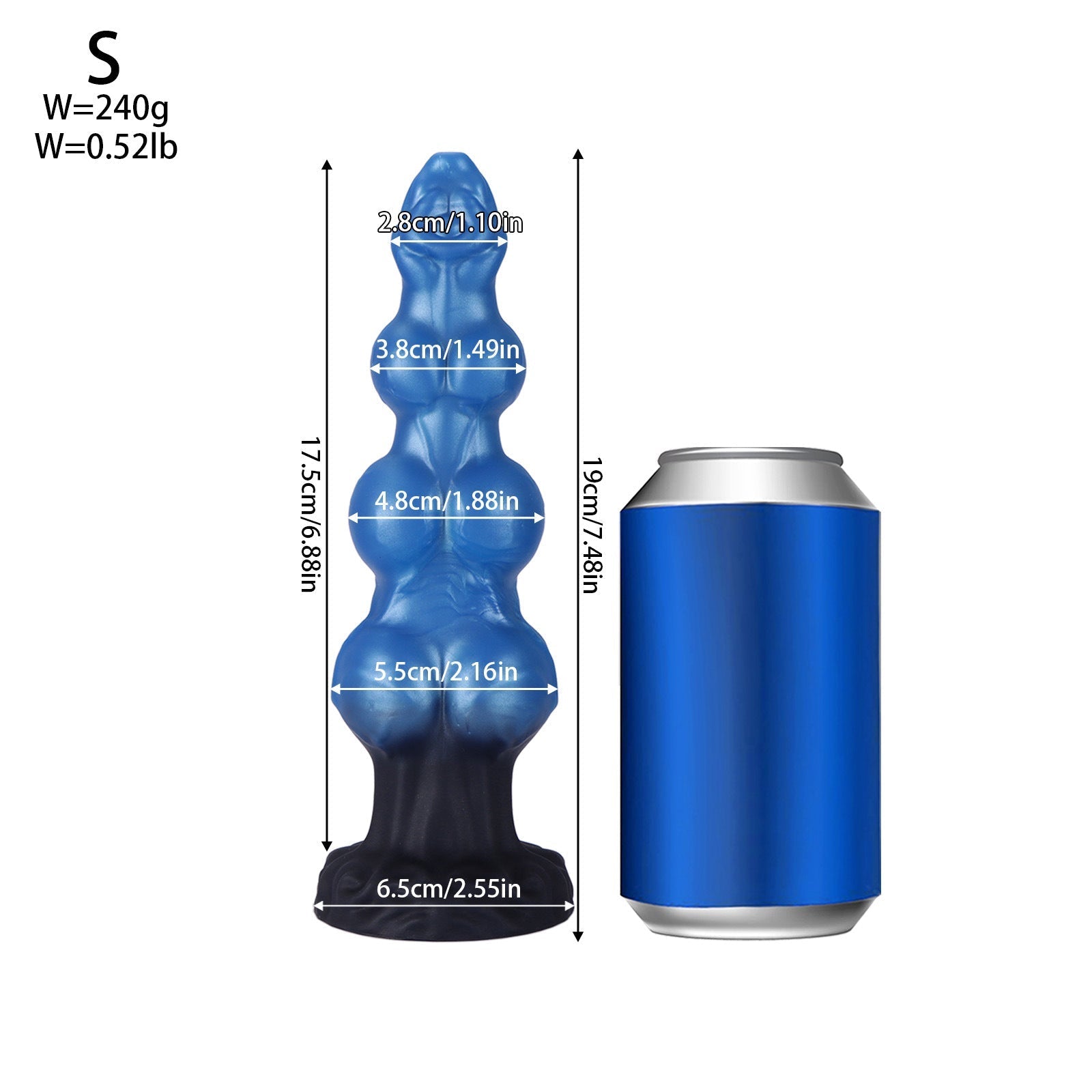 Blauwe Siliconen Fantasy Dog Dildo met Drie Knopen