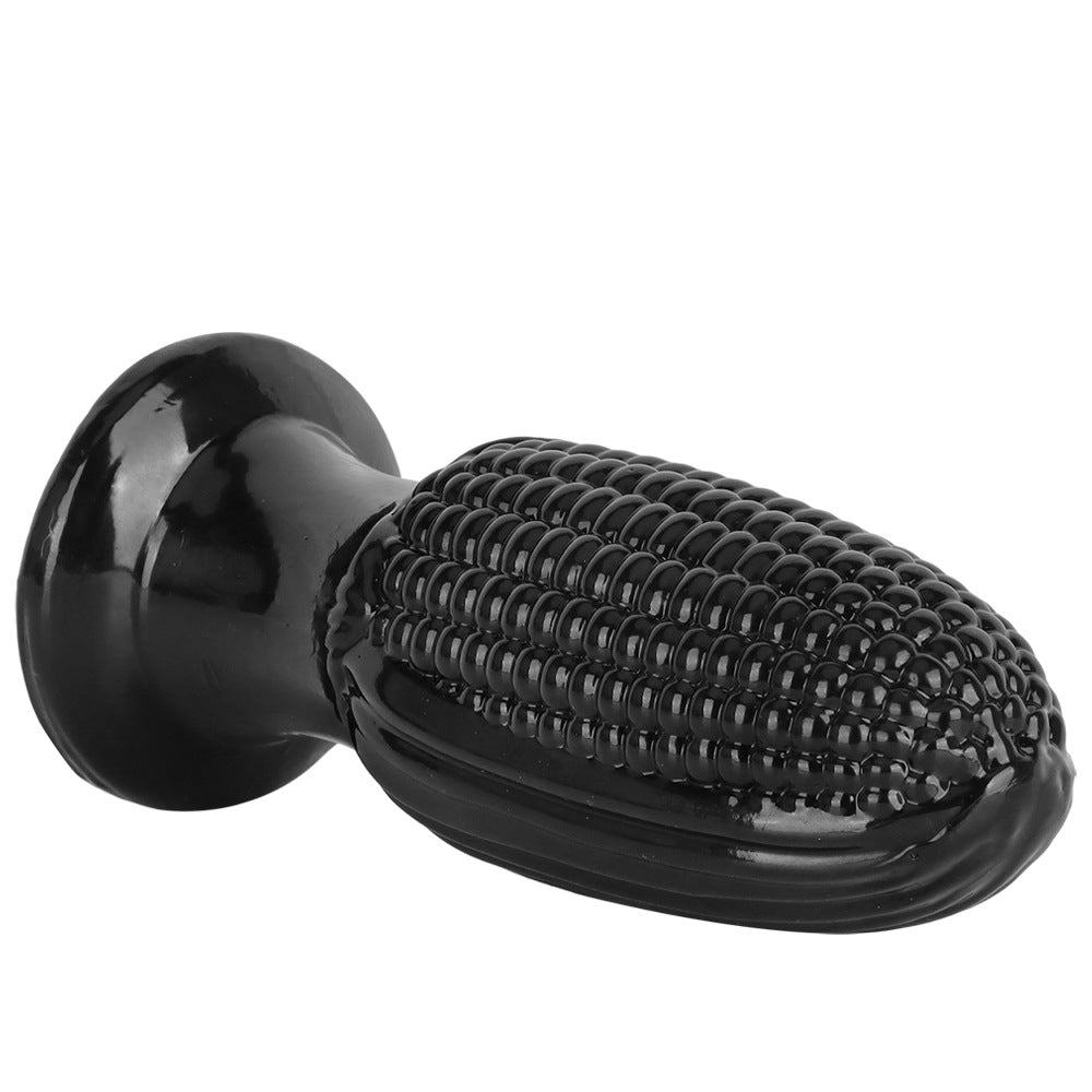 Zwarte PVC Maïskolf Buttplug In Drie Maten