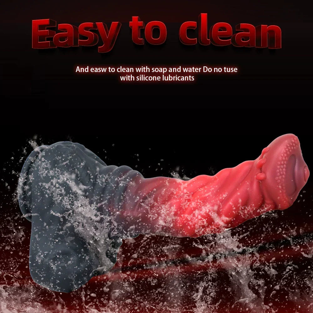Rode Getextureerde Fantasy Anaal Horse Dildo