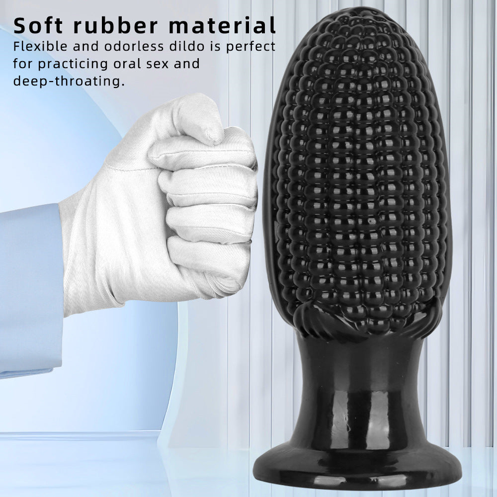 Zwarte PVC Maïskolf Buttplug In Drie Maten