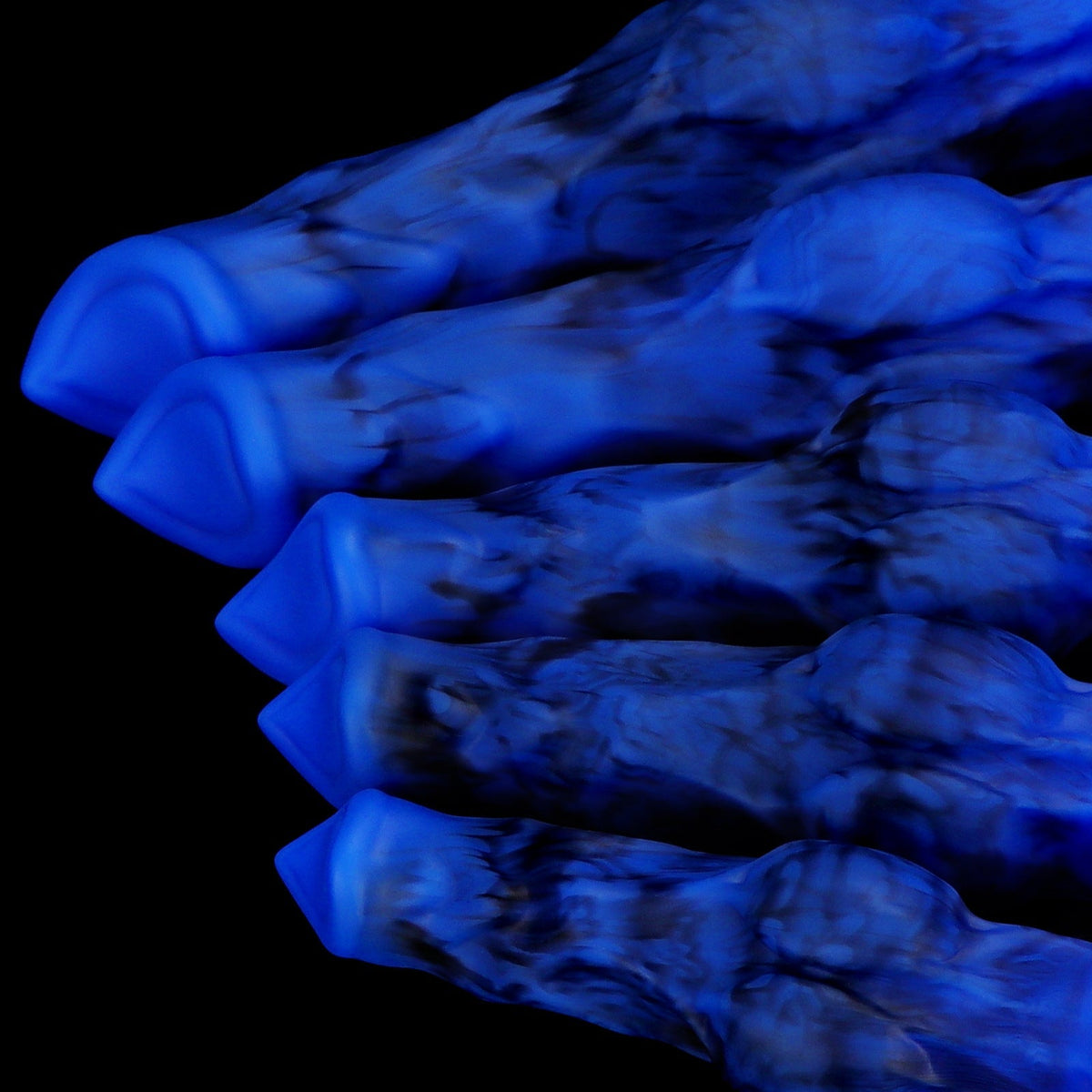 Blauwe Siliconen Wolf Knot Dildo Met Textuur