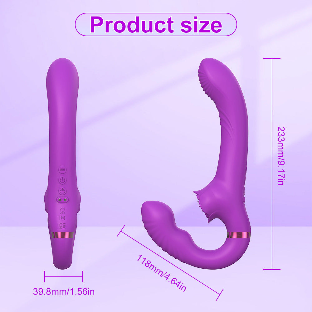 Clitoris Stimulator Met Dubbelzijdige Strapless Dildo