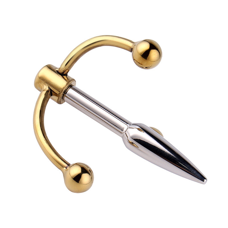 Driepuntige RVS BDSM Penis Plug Met Kogels