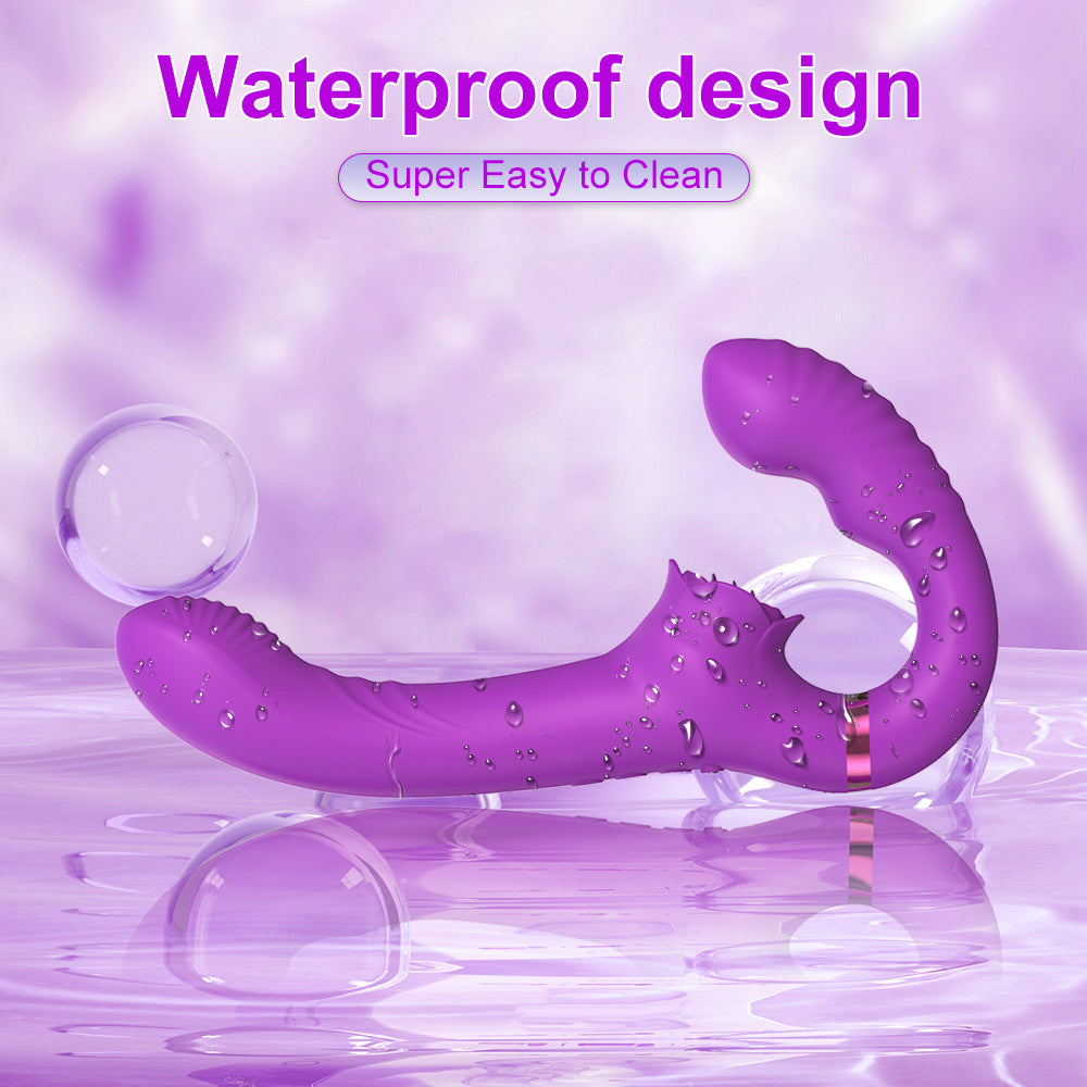 Clitoris Stimulator Met Dubbelzijdige Strapless Dildo