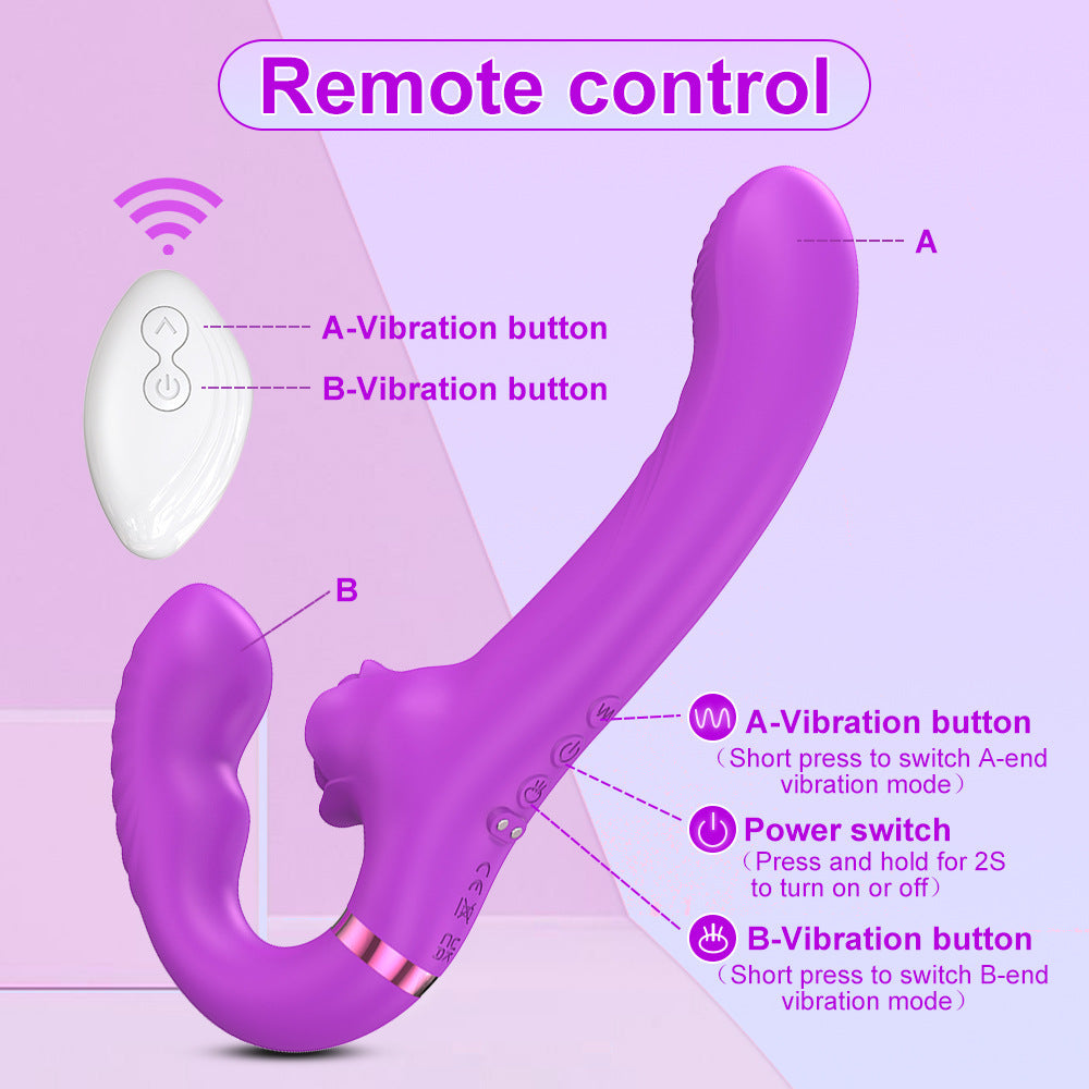 Clitoris Stimulator Met Dubbelzijdige Strapless Dildo