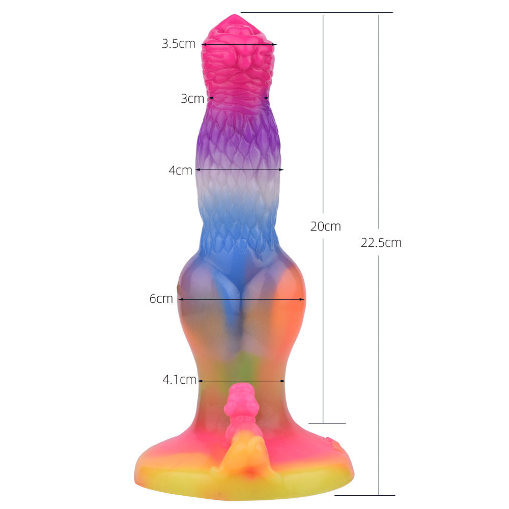 22.5 cm Glow In The Dark Rainbow Dog Dildo