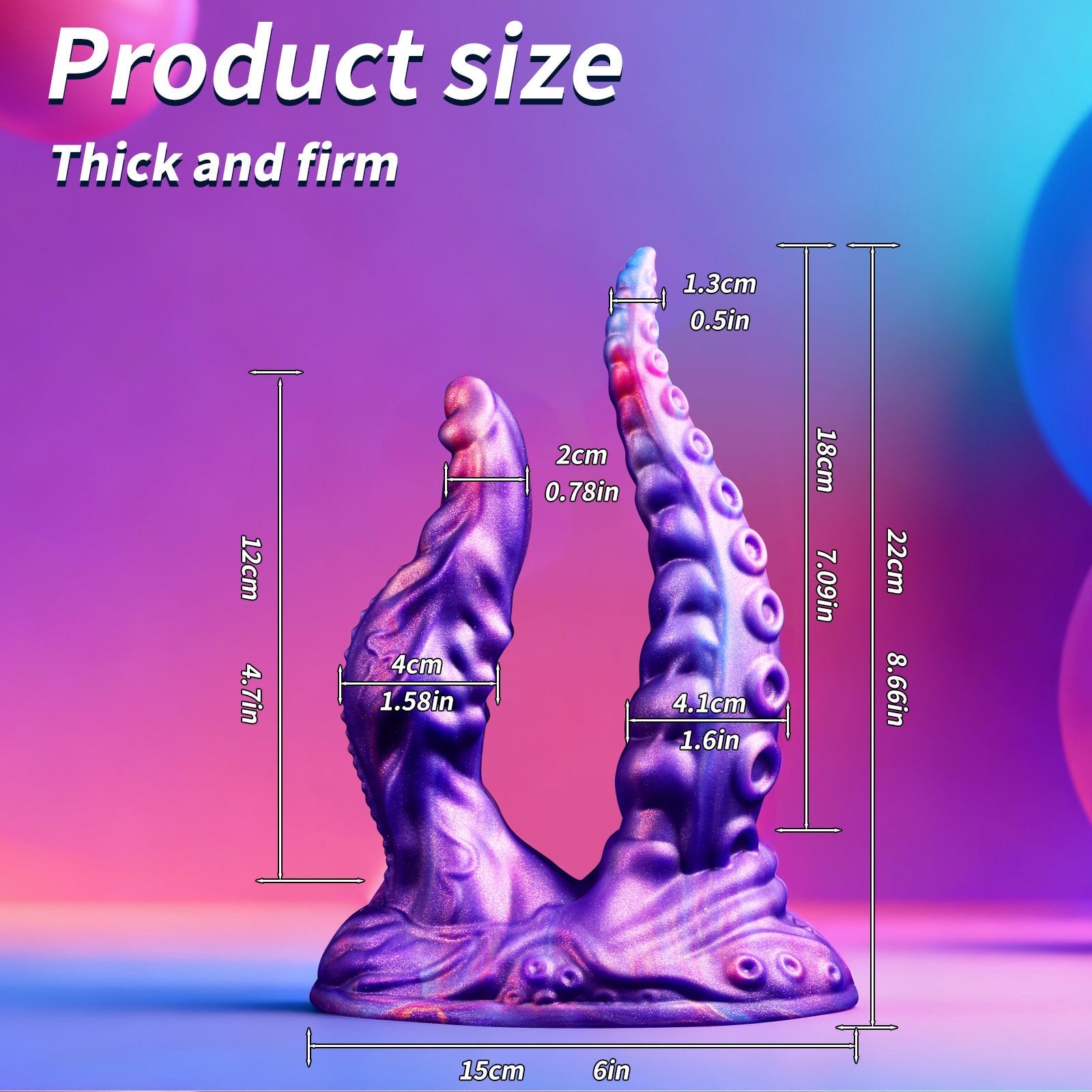 20cm Blauwe Monster Tentakel Dubbele Penetratie Dildo