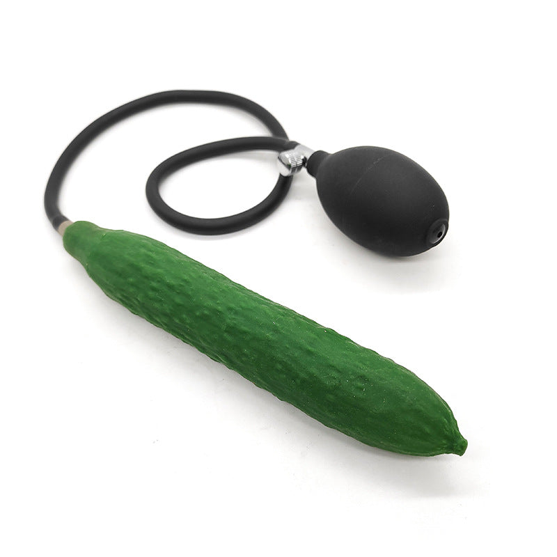 Groene Komkommer Opblaasbare Butt Plug Met Pomp